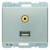 Berker BMO USB/3.5mm AUDIO AS цвет: лакированный алюминий